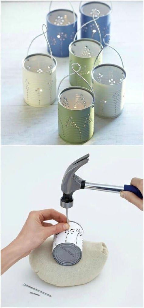 50 Jaw-Dropping Ideas for Upcycling Tin Cans Into Beautiful Household Items! - DIY & Crafts #diycandles Can Lanterns, Tin Can Lanterns, Koti Diy, Tin Can Art, Tin Can Crafts, Diy Candle Holders, Diy Upcycling, Diy Upcycle, Tin Cans