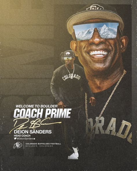 Colorado Buffaloes Football on Twitter: "AD Rick George has named COACH PRIME @DeionSanders to be the 28th full-time head football coach at CU. Welcome Coach Prime to Colorado! 📝 https://t.co/otRTjyivpr https://t.co/q63LyoWqSX" / Twitter Colorado Buffaloes Football, Center Sport, Bowling Green State University, College Gameday Outfits, Deion Sanders, Buffalo Football, Sports Design Inspiration, Colorado Buffaloes, Sports Aesthetic