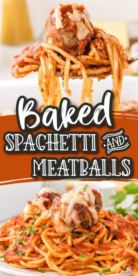 Baked Spaghetti And Meatballs, Supper Meals, Traditional Spaghetti, Creamy Fruit Salads, Meatball Dinner, Family Dinner Night, Meatball Casserole, Red Sauce Pasta, Meatball Pasta