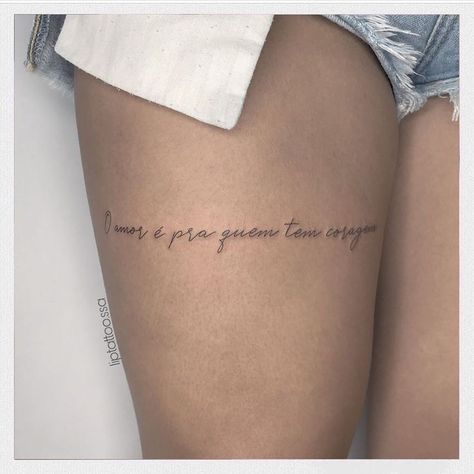 Thigh Name Tattoo Women, Thigh Script Tattoo, Tattoo Sentences, Hand Tattoo Designs, Single Line Tattoo, Text Tattoo, Leg Tattoos Women, Cute Small Tattoos, Small Hand Tattoos