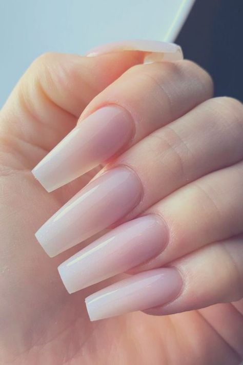 Natural Ombre Nails Coffin, Ombre Natural Nails Coffin, Coffin Vs Ballerina Nails Shape, White Acrylic Nails Ideas, Coffin Pink And White Nails Ombre, Pink And White Ombre Coffin, Acrylic Nails Medium Length, Acrylic Nails Medium, Medium Length Acrylic Nails