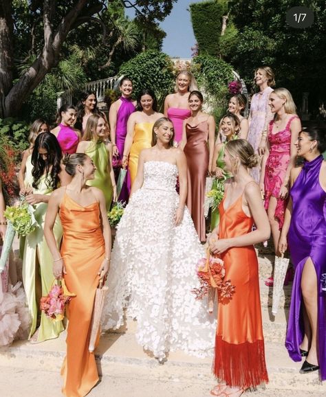 Maid Of Honor And Bridesmaid, Dresses Couture Candy, Bridesmaid Dresses 2024, Bright Bridesmaid Dresses, Mixed Bridesmaid Dresses, Flower Bangles, Maid Of Honor Dresses, Dresses Couture, Dress Code Wedding