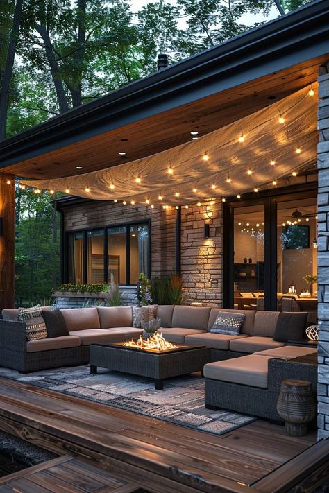 Backyard Terrace Ideas, Covered Back Deck Ideas, Outdoor Living Space Covered, Patio Covering Ideas, Outdoor Covered Patio Ideas, Patio Seating Ideas, Dream Home Backyard, Covered Outdoor Patio Ideas, Cozy Backyard Ideas