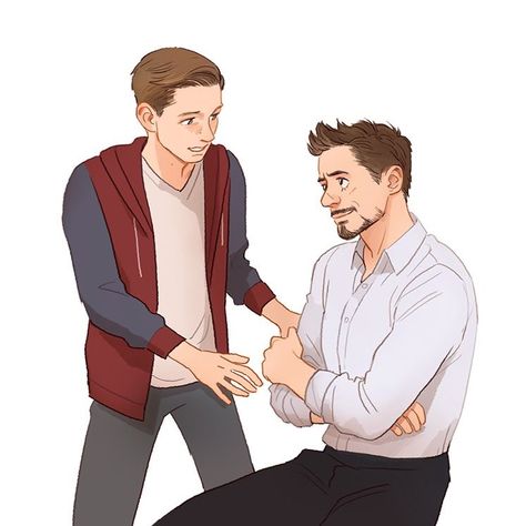 Tom Holland  Peter Parker Tony Stark (Fanart) Artist: @hallpen Meme Comics, Ms Marvel, Marvel Fan, The Avengers, Avengers Assemble, Marvel Heroes, Peter Parker, Tony Stark, Marvel Art