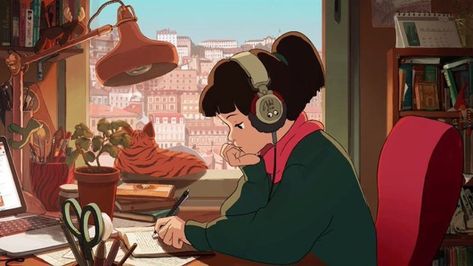 lofi girl Lo Fi Gif, Studying Gif, Hip Hop Radio, Hip Hop Girl, Lo Fi Music, Girl With Headphones, Rain Wallpapers, Girls Music, Aesthetic Gif