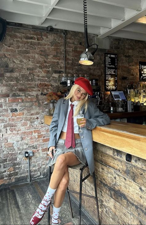 Flannel Skirt Outfit, Flannel Around Waist Outfit, High Waist Skirt Outfit, Waist Skirt Outfit, Flannel Around Waist, Stool Poses, Outfits With Ties, Neck Tie Outfit, Shirt Skirt Outfit