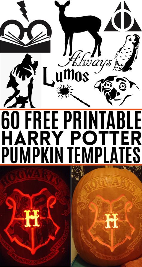 The ULTIMATE list of free Harry Potter pumpkin carving templates! The best ideas, including easy stencils for beginners and more complex designs for advanced pumpkin carvers! These printable patterns include the Deathly Hallows, spells, quotes, Hogwarts houses, characters and more! You'll find free stencils for Lumos, Dobby, the Deathly Hallows, Hogwarts, the houses of Slytherin, Gryffindor, Hufflepuff and Ravenclaw, plus tons of other free printables inspired by your favorite books and movies! Slytherin Pumpkin Carving, Easy Harry Potter Pumpkin Carving, Dobby Pumpkin Carving, Dobby Pumpkin Carving Stencil, Free Pumpkin Stencils Printables, Harry Potter Jackolantern, Dobby Pumpkin, Complex Pumpkin Carving Ideas, Hogwarts Pumpkin Carving