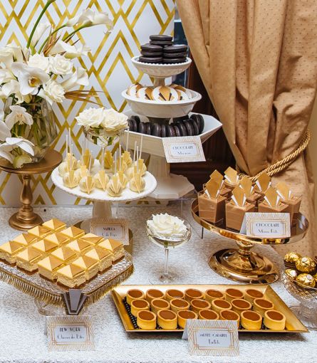 Great Gatsby Dessert Table - Style My Celebration Gatsby Dessert Table, 20s Party Decorations, 1920 Party, Mascarade Party, Gatsby Birthday Party, Dessert Table Ideas, Gatsby Gala, Sweet Table Wedding, Gatsby Party Decorations