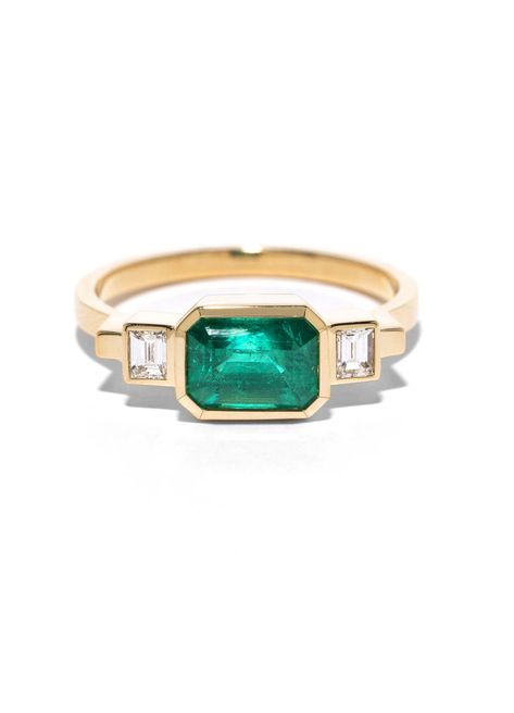 Azlee emerald & baguette diamond ring Azlee Jewelry, Baguette Diamond Ring, Trending Engagement Rings, Baguette Diamond Rings, Fine Diamond Jewelry, Best Engagement Rings, Morganite Engagement Ring, Emerald Engagement, Three Stone Engagement