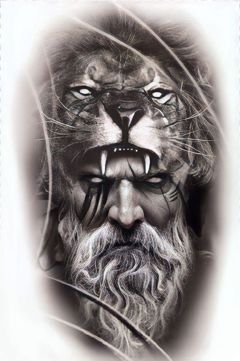 Tattoo Odin, Hercules Tattoo, Tiger Tattoo Sleeve, Big Cat Tattoo, Poseidon Tattoo, Zeus Tattoo, Lion Tattoo Sleeves, Realistic Tattoo Sleeve, Skull Sleeve Tattoos