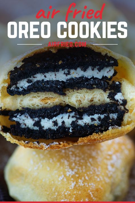 No one ever has to know how easy these air fryer Oreos are! They taste like the kind you get at a carnival or fair! #airfryer #cookies #Oreo #recipe Food With Crescent Rolls, Air Fryer Oreos, Deep Fried Oreo, Fried Oreo, Airfryer Recipe, Recipe Air Fryer, Sweet Fries, Simply Stacie, Fried Oreos