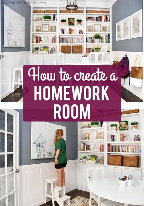 Homework Room Study Areas, Room Ideas For Teens, Kids Homework Room, Homework Nook, Kids Homework Station, Homework Space, Homework Room, Homework Station, Kids Homework