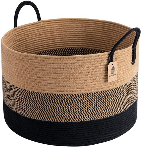 Amazon.com: INDRESSME XXXLarge Woven Rope Basket 21" x 14" Blanket Storage Basket with Long Handles Decorative Clothes Hamper Basket Extra Large Baskets for Blankets Pillows or Laundry: Home Improvement Black Laundry Basket, Baskets For Blankets, Grey Laundry Basket, Woven Rope Basket, Blanket Storage Basket, Black Laundry, Decorative Storage Bins, Bathroom Basket Storage, Clothes Hamper