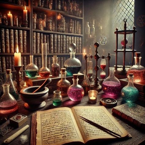 Apothecary Bottles Aesthetic, Potion Shop Aesthetic, Apothecary Medieval, Potion Making Aesthetic, Fantasy Apothecary, Dark Apothecary, Apothecary Tools, Alchemy Aesthetic, Alchemist Aesthetic