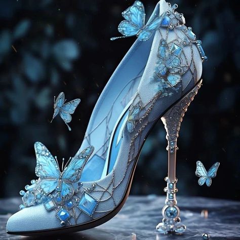 #pumps #sandals #heels Blue Butterfly Heels, Weird Heels, Fantasy Heels, Decorative Shoes, Upcycle Dress, Fantasy Shoes, Whimsical Shoes, Fantasy Party, Butterfly Heels