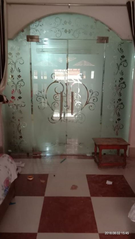 Frosted Window Design, Steel Grill Design, Glass Partition Designs, Glass Showers, Window Glass Design, Partition Designs, Glass Door Design, Frameless Glass Doors, Frosted Glass Design