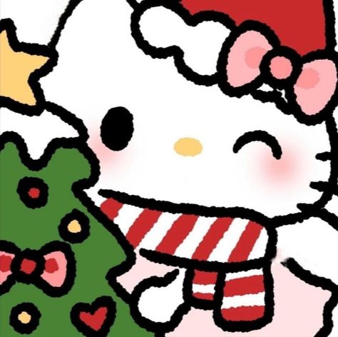 Matching Pfp Couple Christmas, Tatuaje Hello Kitty, Christmas Profile Pictures, Walpaper Hello Kitty, Charmmy Kitty, Hello Kitty Aesthetic, Anime Christmas, Hello Kitty Backgrounds, Hello Kitty Cartoon