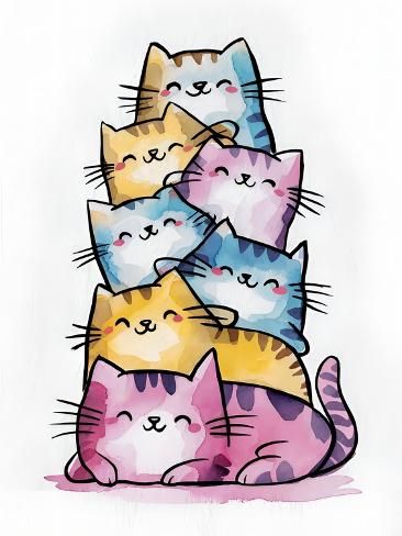 Kitty Treats, Watercolor Easy, Doodle Dogs, Whimsy Art, Wood Craft Patterns, Drawing Cats, Black Cat Art, Doodle Dog, Watercolor Painting Techniques