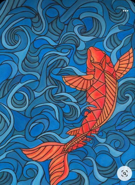 Elements Of Art Examples, Principles Of Design Contrast, Emphasis In Art, Queen Angelfish, Intermediate Art, Contrast Art, Koi Art, Mosaic Inspiration, Original Canvas Painting