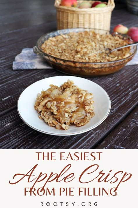 Apple Crisp With Pie Filling, Apple Pie Filling Desserts, Unique Thanksgiving Desserts, Canned Pie Filling, South Recipes, Easy Apple Pie Filling, Delicious Apple Crisp, Apple Crisp Pie, Easy Apple Crumble