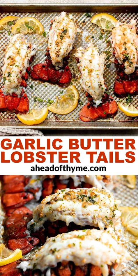 Garlic Butter Lobster Tails Chicken And Lobster Recipes, Lobster Tail In Oven, Roasted Lobster Tail, Cooking Lobster Tails In The Oven, Lobster Tail Recipe Baked, Lobster Tail Dinner Ideas Meals, Baked Lobster Tail Oven, Garlic Butter Lobster Tails, Oven Baked Lobster Tail Garlic Butter