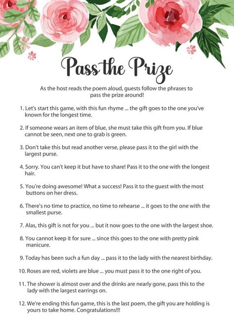 Floral Pass the Prize Bridal Shower Game Pass The Bottle Game, Bridgeton Bridal Shower Ideas, Bridal Tea Party Games, Bridal Shower Game Gifts Prize Ideas, Pass The Prize Bridal Shower Game, Bridal Shower Prize Ideas, Pass The Gift Bridal Shower Game, Bridal Shower Games Ideas, Tea Party Bridal Shower Games