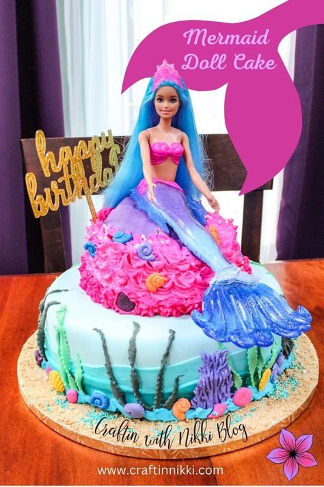 Mermaid cakes are the talk of the sea lately, so why haven’t I made one yet, up until now? #mermaids #mermaidparty #mermaidbirthday #fondant #cakedesign #craftblog #barbie Barbie Mermaid Cakes For Girls Birthday, Diy Mermaid Cake, Barbie Mermaid Cake, Mermaid Barbie Cake, Mermaid Doll Cake, Barbie Mermaid, Diy Mermaid, Mermaid Birthday Cakes, Mermaid Barbie