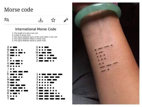 Tattoo Code, Morse Code Tattoo, Morse Code Words, Sign Language Words, Tato Henna, Alphabet Code, Sign Language Alphabet, Language Works, Geniale Tattoos