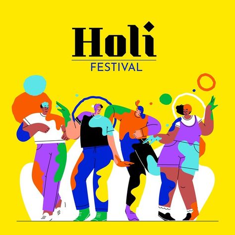 Flat holi festival celebration illustrat... | Premium Vector #Freepik #vector #holi-festival #color-festival #happy-holi #hinduism Holi Illustration, Celebration Illustration, Holi Festival, Color Festival, Festival Celebration, Happy Holi, Psd Icon, Vector Hand, Cara Delevingne