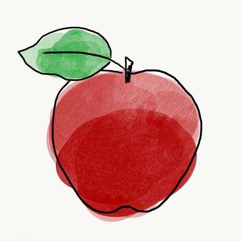 Cute Apple Drawing, Apple Fruit Illustration, Apple Doodle, Kitchen Painting Art, Draw An Apple, Apple Cartoon, Apple Watercolor, Eco Logo Design, Apple Food