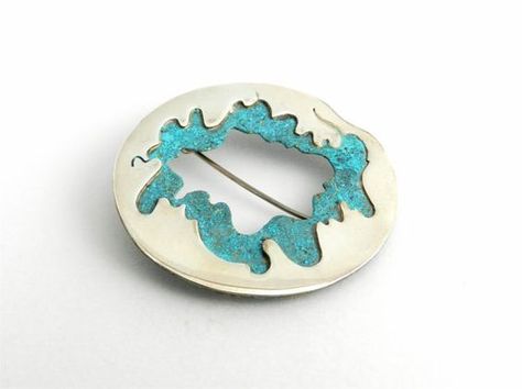 Contemporary Patina Circle Sterling Silver Brooch by ligiarocha: Contemporary Brooch, Turquoise Jewelry Native American, Sunday Evening, Sterling Silver Brooch, Silver Brooch, Contemporary Jewellery, Enamel Jewelry, Your Mom, Contemporary Jewelry