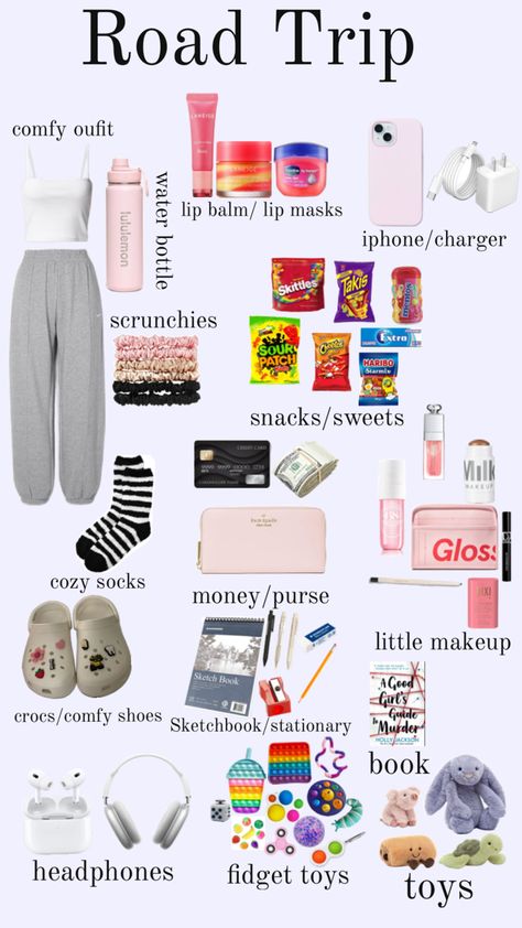 What To Pack For A 3 Day Vacation, Trip Must Haves, Stuff To Take On A Road Trip, Things To Take On A Trip, Car Ride Packing List, Long Road Trip Essentials Packing Lists, What To Pack For A Week Trip, Things To Pack For A Trip, What To Pack For A Road Trip