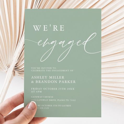 Green Engagement Party, Boho Engagement Party, Engagement Party Planning, Square Invitation, We're Engaged, Retro Wedding Invitations, Boho Engagement, Engagement Celebration, Engagement Party Decorations