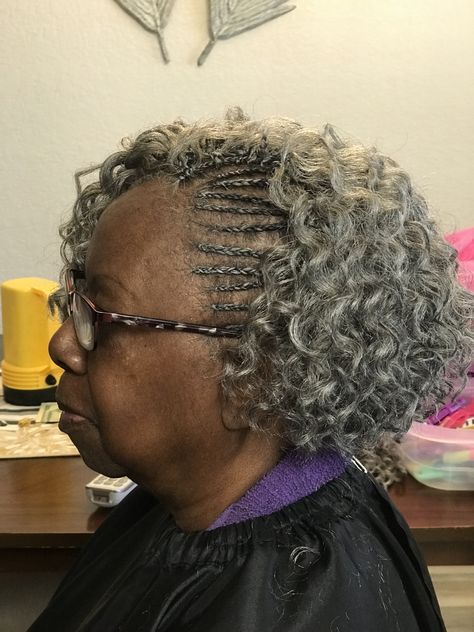 Hairstyle For Grandma, Black Grandma Hairstyles, Grandma Hairstyles, Crochet Water Wave Hair, Folding Jeans, Black Hair Updo Hairstyles, Granny Hair, Curly Braids, Styles Braids