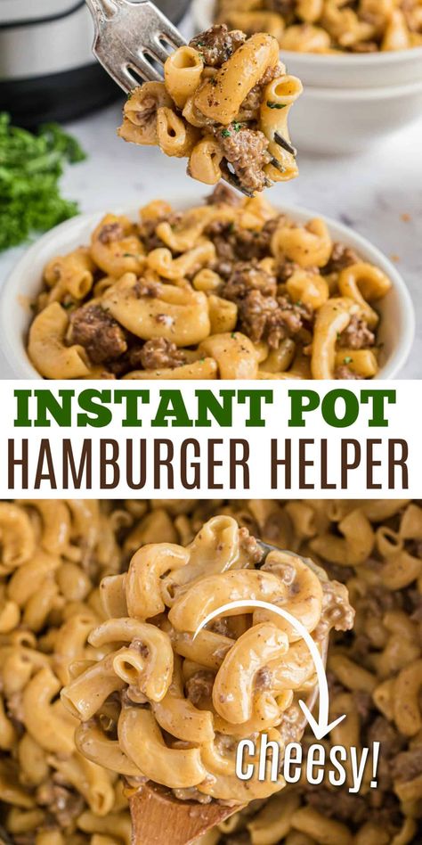 The childhood meal you remember is so much better made from scratch! Seasoned ground beef with cheese and macaroni comes together in a cinch when you make Hamburger Helper in the Instant Pot. Instant Pot Recipes Hamburger, Instant Pot Hamburger Helper, Healthy Ground Beef Recipes, The Cozy Cook, Hamburger Helper Recipes, Beef Recipe Instant Pot, Cheesy Macaroni, Cozy Cook, Instant Pot Pasta Recipe