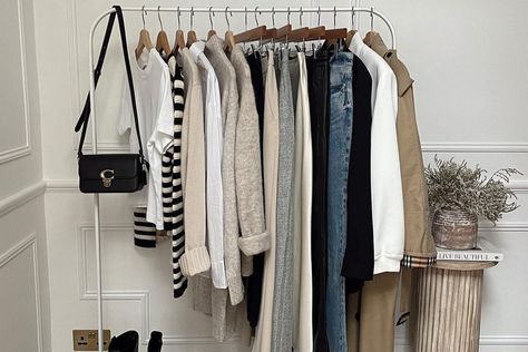 "Underconsumption Core" is Everywhere: Here’s How I’ve Been Keeping a Minimalist Wardrobe for Years - The Everygirl Style Hacks, Budget Outfits, Minimalist Closet, Colorful Sneakers, Capsule Wardrobe Outfits, The Everygirl, All White Outfit, Fashion Capsule, Minimalist Wardrobe