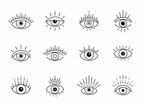 Diseño de contorno de ojos boho Vector P... | Premium Vector #Freepik #vector #logo #tatuaje #ojos #boho 3rd Eye Tattoo Design, Evil Eye Minimalist Tattoo, Tiny Eye Tattoo, Minimalist Eye Tattoo, Evil Eye Outline, Third Eye Tattoo Design, Eye Minimalist, Third Eye Tattoos, Symbols Tattoo