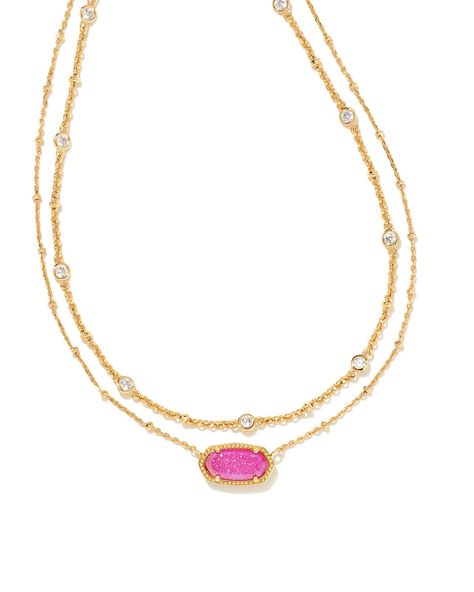 Kendra Scott Hot Pink Necklace, Preppy Kendra Scott Necklace Aesthetic, Kinda Scott Necklace, Kendra Scott Layered Necklaces, Kendra Scott Pink Necklace, Hot Pink Kendra Scott Necklace, Preppy Kendra Scott Necklace, Barbie Kendra Scott, Kendra Scott Necklace Layering