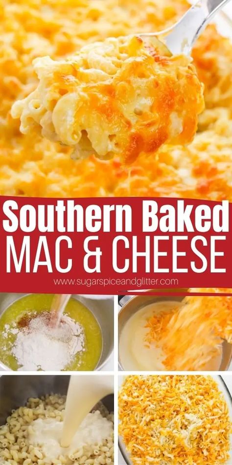 Creamy, perfectly seasoned Southern Baked Mac and Cheese with a crunchy, golden cheese topping. This homemade baked mac and cheese comes together in 10 minutes and bakes into a luscious mac and cheese that everyone will be begging for second helpings of Southern Baked Mac And Cheese Recipe, Southern Baked Macaroni And Cheese, Mac And Cheese Creamy, Macncheese Recipe, Mac And Cheese Recipe Soul Food, Southern Mac And Cheese, Best Mac N Cheese Recipe, Baked Mac And Cheese Recipe, Cheese Homemade