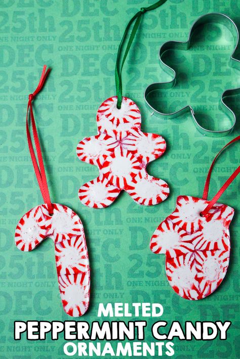 Peppermint Candy Crafts, Peppermint Candy Ornaments, Christmas Candy Crafts, Peppermint Ornament, Candy Cane Crafts, Peppermint Christmas, Candy Ornaments, Kids Christmas Ornaments, Candy Crafts