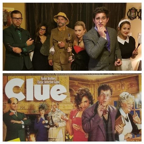 Clue Couples Costume, Clue Character Costumes Group Halloween, Clue Characters Halloween Costume, Trunk Or Treat Clue Theme, Clue Group Costume, Clue Game Costumes, Clue Characters Costume, Clue Costumes Group, Clue Party Outfits