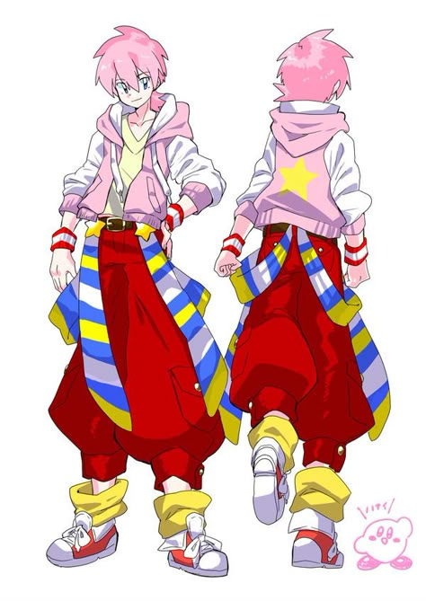 Kirby Gijinka Art, Human Kirby Art, Kirby Inspired Outfit, Magical Boy Oc, Human Kirby, Kirby Oc, Kirby Gijinka, Kirby Character, Meta Knight