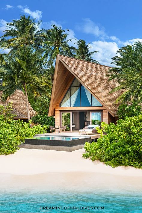 The St Regis Vommuli Maldives 2 Bedroom Family Beach Villa with Pool Tropical home inspiration Eco Houses, House On The Beach, Land Ideas, Casa Hobbit, Tropical Beach Houses, Private Island Resort, Bahay Kubo, Camping Pod, Ideal House