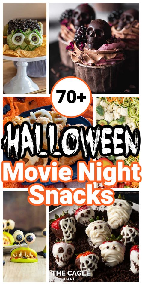 Halloween Movie Night Snacks, Halloween Movie Night Party, Family Movie Night Snacks, Halloween Themed Movies, Halloween Town Movie, Fun Halloween Snacks, Halloween Themed Snacks, Scary Movie Night, Movie Night Decorations