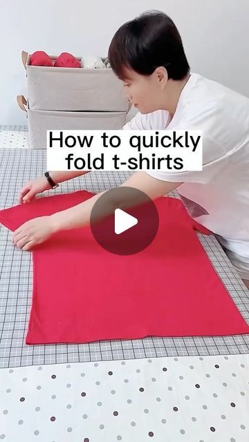 Tee Shirt Folding Hack, Folding T Shirts For Drawers, How To Fold Nightgowns, Folding Tshirt To Save Space, Folding Clothes To Save Space Shirts, Folding T Shirts To Save Space, How To Fold T Shirts, How To Fold Tshirts Drawers, How To Fold Tank Tops