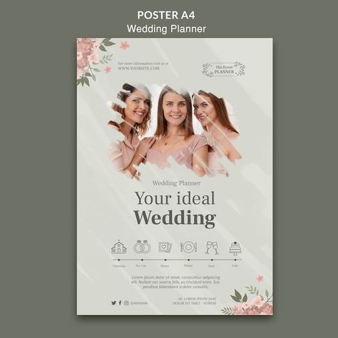 Free PSD wedding planner poster template | Free Psd #Freepik #freepsd #wedding-plan #event-schedule #wedding-planning #wedding-planner Wedding Planner Poster, Gold Stacking Rings Wedding, Poster Template Free, Wedding Plan, Planning Wedding, Wedding Event Planner, Ideal Wedding, Advertising Poster, Poster Template