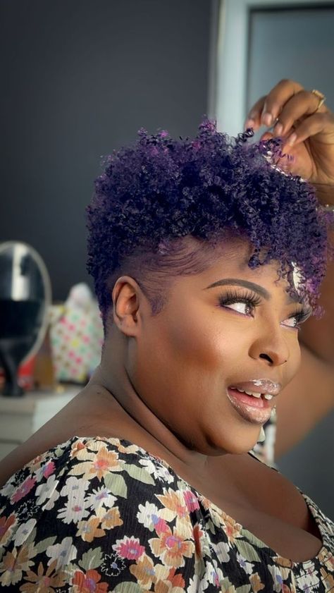 Purple Twa, Twa Styles, Short Natural Haircuts, Curly Fro, Twa Hairstyles, Protective Hair, Tapered Hair, Mohawks, Tapered Haircut