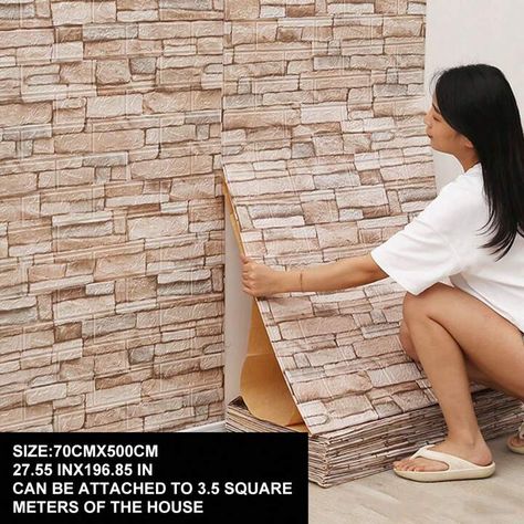 Brick Wallpaper Living Room, Brick Bedroom, Wall Stickers Wallpaper, Foam Panels, Diy Wallpaper, Wall Stickers Living Room, Wallpaper Stickers, Brick Patterns, Brick Wallpaper