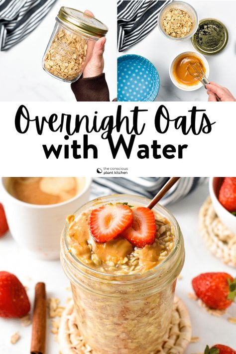 Overnight Oats Recipe Easy No Yogurt, Water Overnight Oats, Overnight Oats With Water Recipes For, No Milk Overnight Oats, Overnight Oats No Yogurt No Chia, Oatmeal With Water Recipes, 200 Calorie Overnight Oats, Hot Oats Recipes, Overnight Oats With Yogurt No Milk