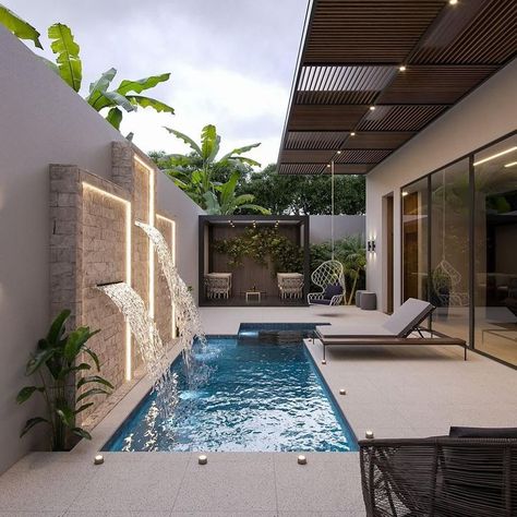 Luxury Pools Backyard, Modern Patio Design, Dream Backyard Pool, Pool House Designs, Courtyard Gardens Design, Small Pool Design, Luxury Pools, House Backyard, Backyard Pool Landscaping